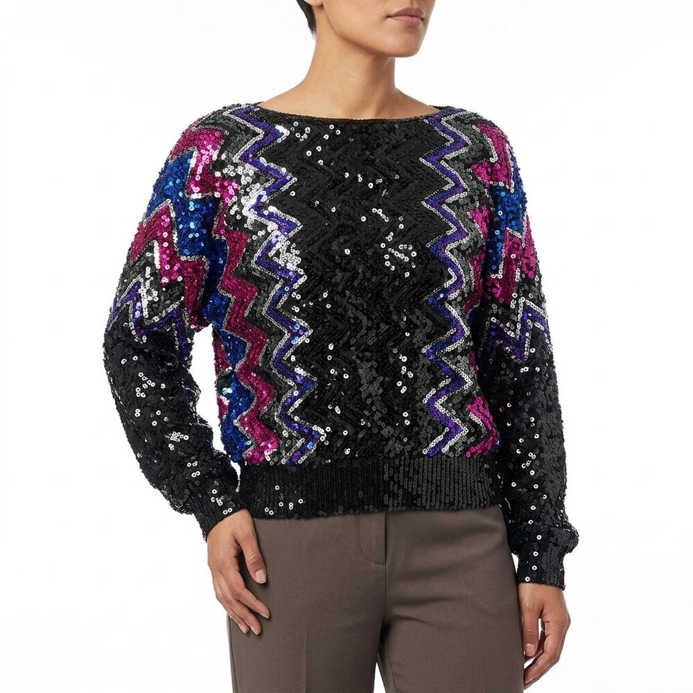 PARTY COLLECTIBLES Sequin Acrylic Blend Black Multicolor Women's Size M